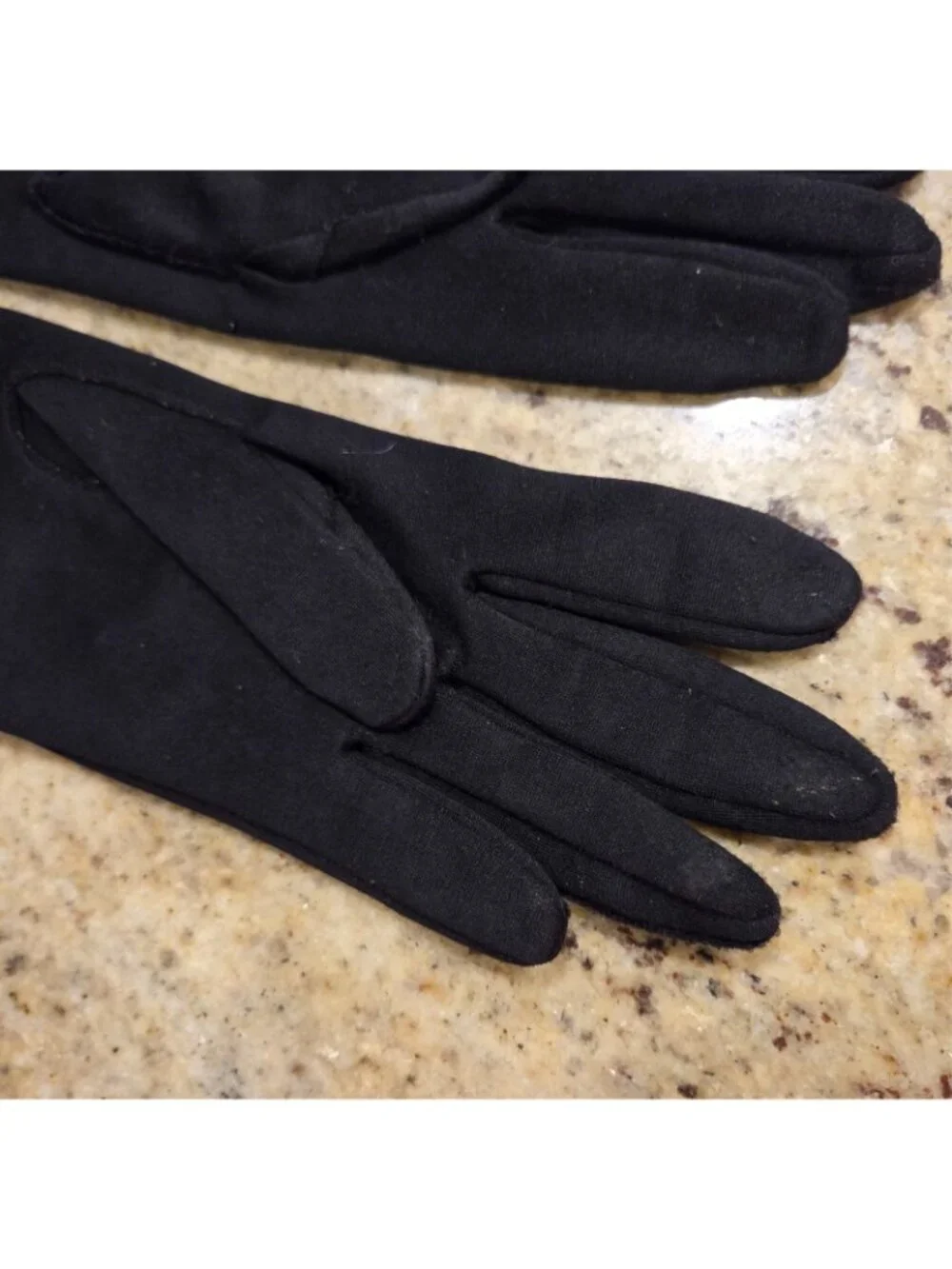 Vintage Womens One Size Stretch Nylon Black Formal Gloves Beaded 15